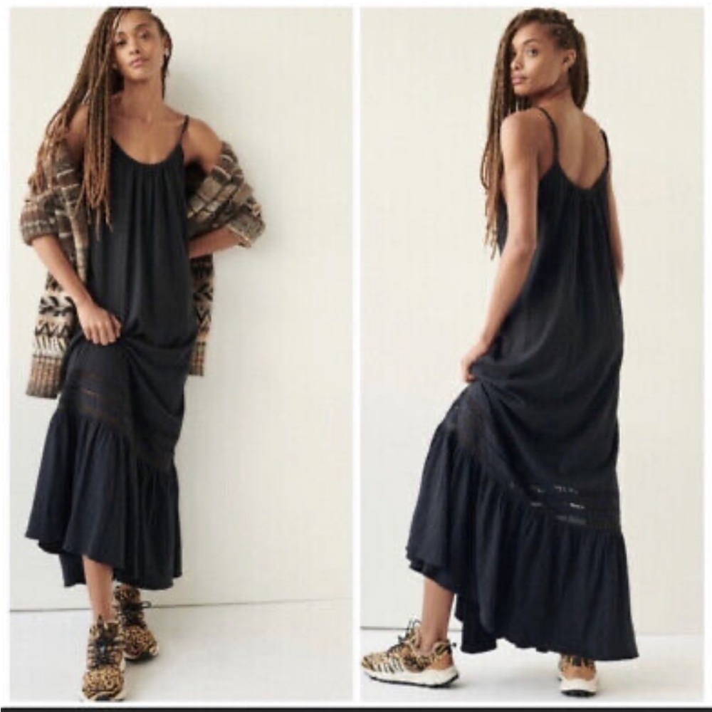 Saturday Sunday (Anthro) Trudie Maxi Dress in Black Noir